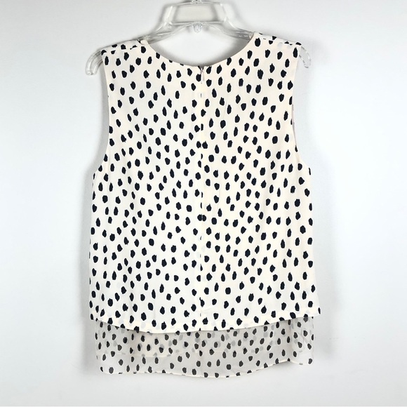 kate spade cream black polka dot sleeveless blouse 100% silk - Picture 6 of 7